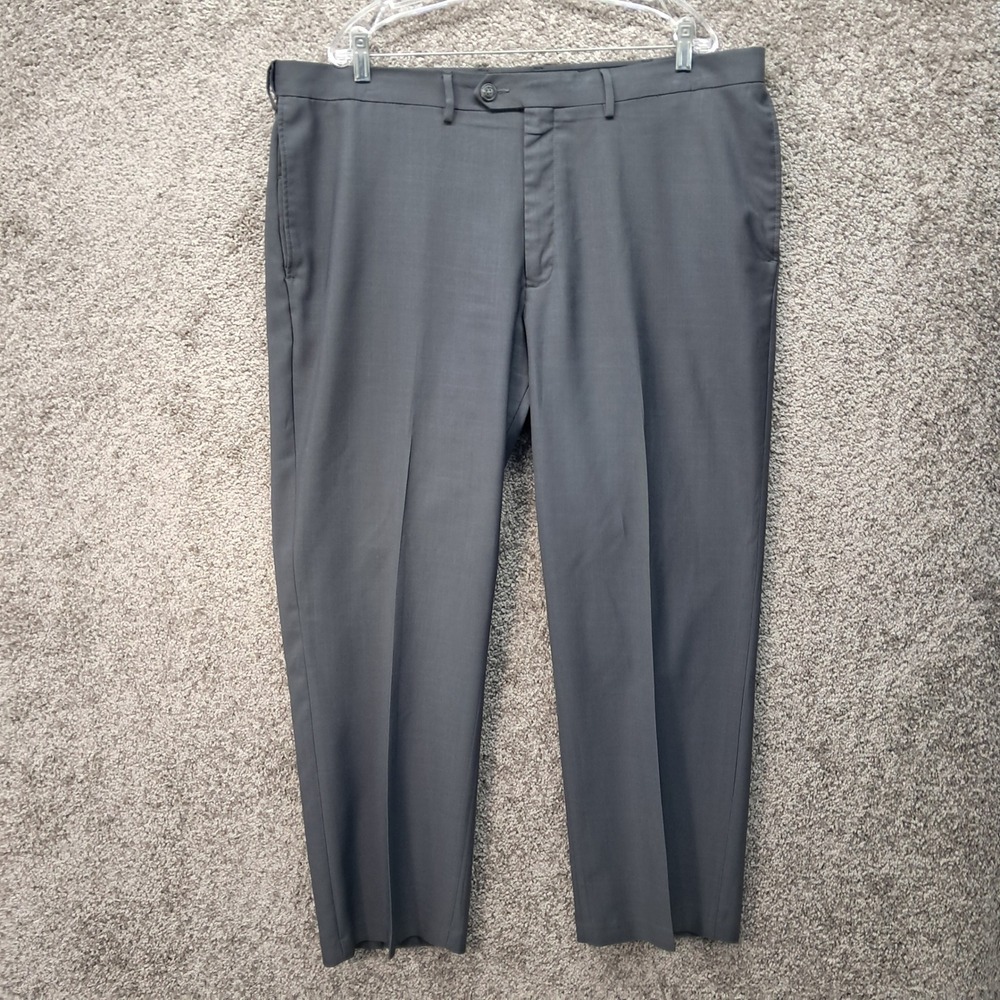 Haggar Eclo Stria Mens 42x30 Classic Fit Charcoal Gray Dress Pants 1020446